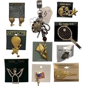 Jw938 - Mixed Wholesale Lot 10 Brooches, Earrings and/or Pendants - New